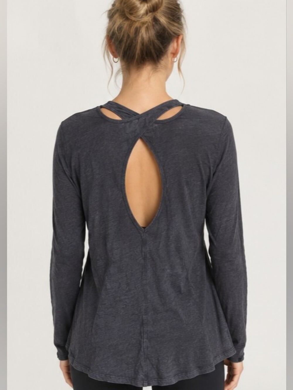 lululemon Black Long Sleeve Open Back Cutout Athletic Top Size 10